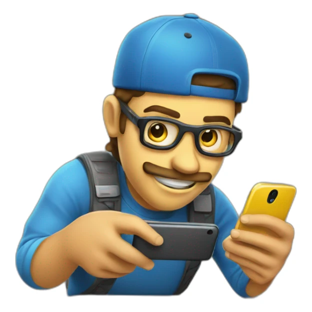 gamer playing with he's smart phone sticker