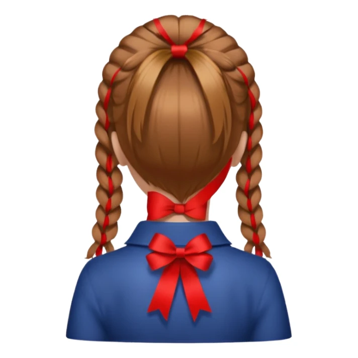 girl back view with red ribbon in hair sticker