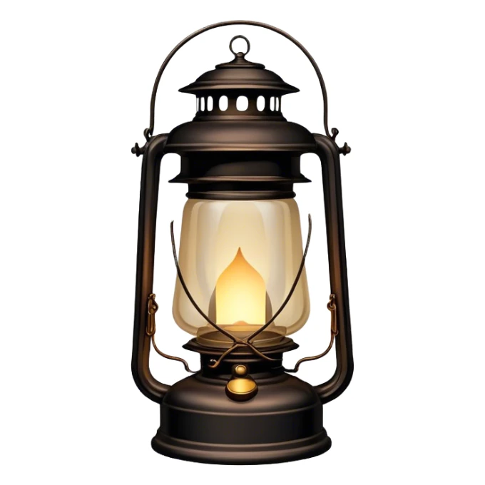Cinematic Realistic Lantern, an old-fashioned glass lantern with a warm flickering glow, delicate details on the metal handle, softly illuminating the surrounding darkness, glowing with a comforting and nostalgic charm. sticker