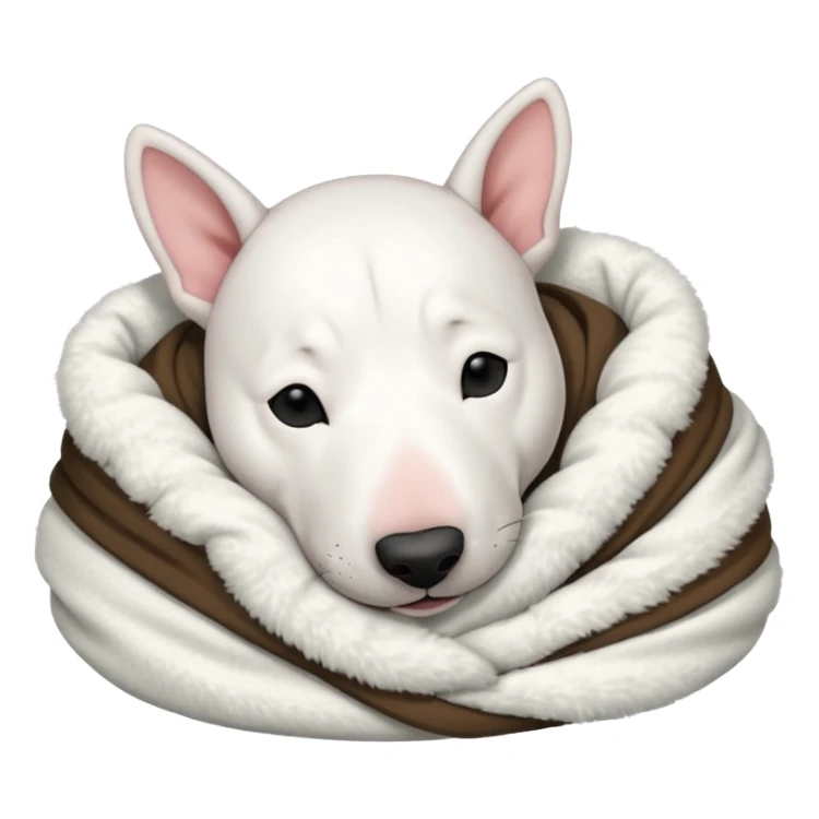 bull terrier sleeping cozy with blanket black head and ears sticker