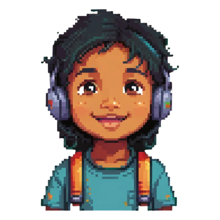 happy Indian kid listening to a story sticker