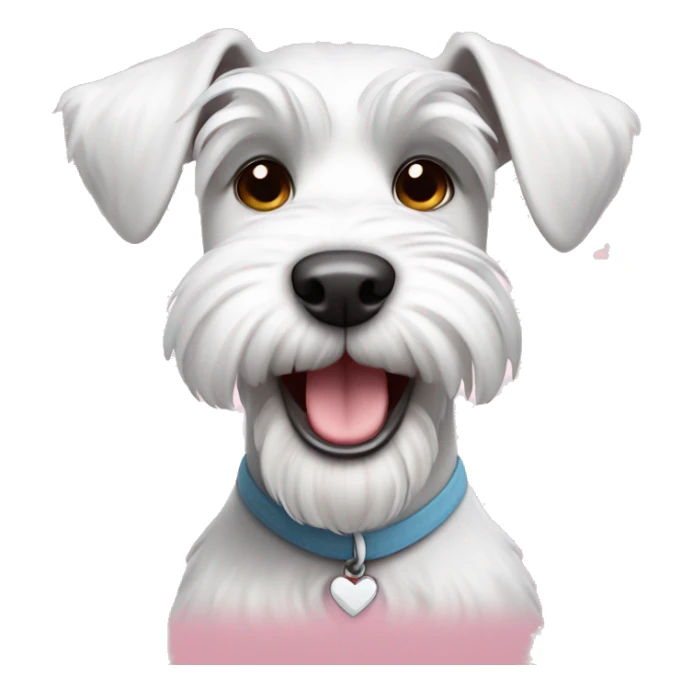 happy white schnauzer dog with little hearts around sticker