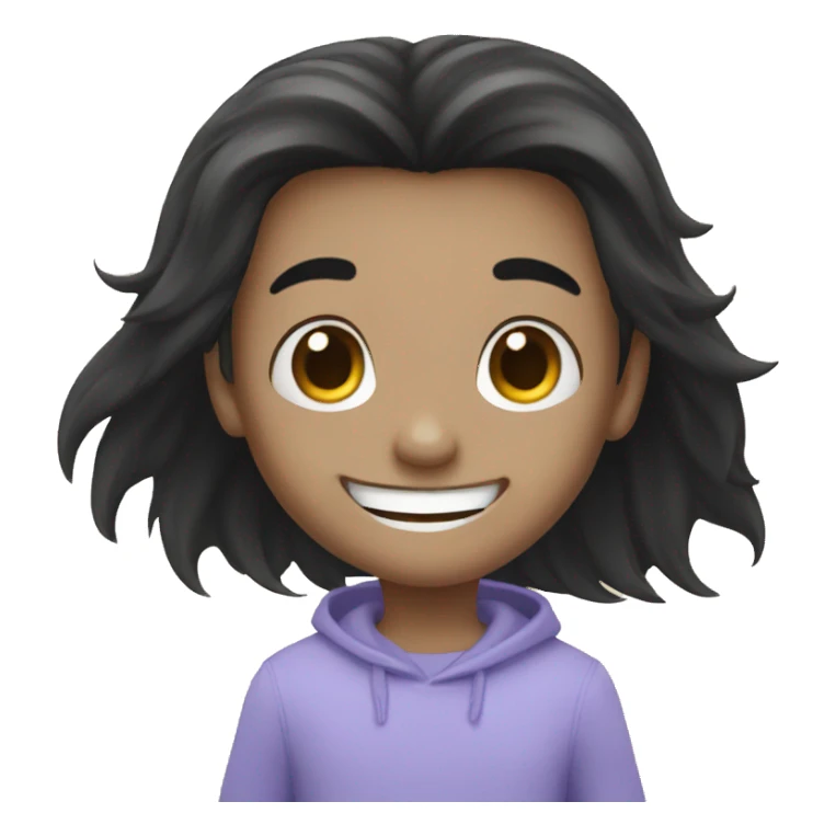 happy boy with long black hair sticker