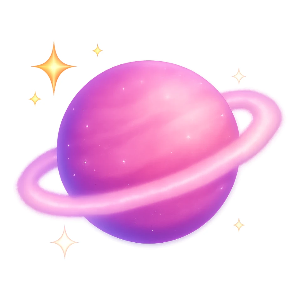 pink planet emoji, cosmic and dreamy sticker