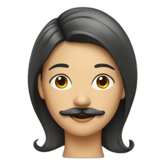 woman with moustache sticker