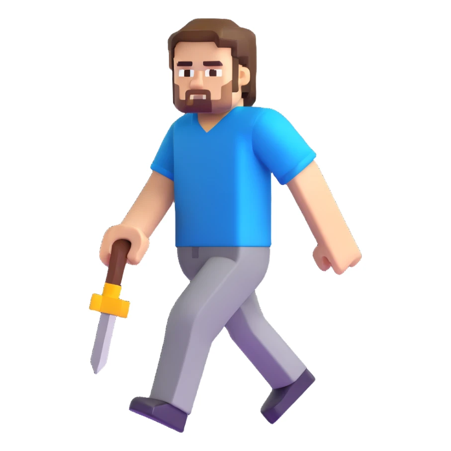 Minecraft character of Jack Black wearing a blue t-shirt sticker