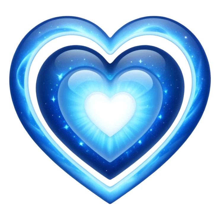 White Blue cosmic heart surrounded by blue light  sticker