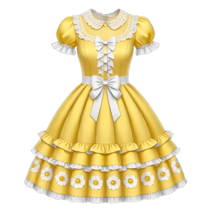 Lolita dress, white and yellow sticker