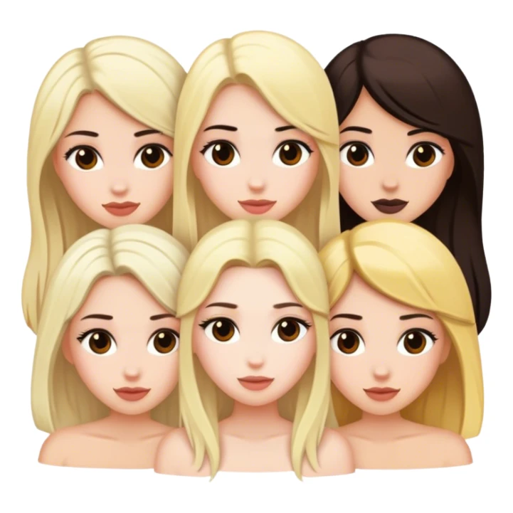 Five best girlfriends all with white skin, two with blond hair, three with dark brown hair  sticker