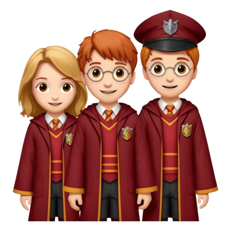harry potter, ronald weasley and hermione granger in gryfinndor uniform sticker
