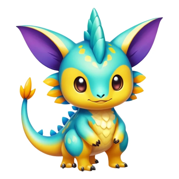 Exotic shiny rare epic cute Fakémon-creature, full body, with random markings sticker