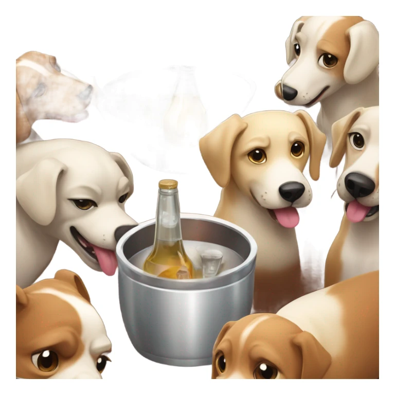 A bunch of dogs drinking alcohol  sticker