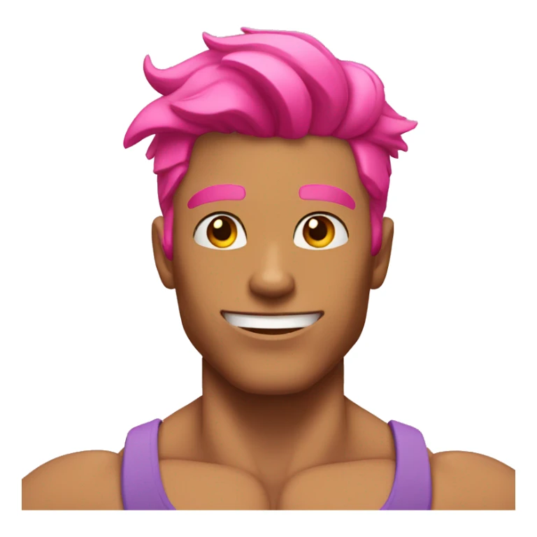 Flexed male biceps, tan skin, pink hair sticker