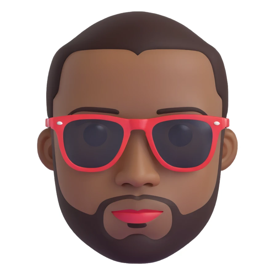 portrait of a black man wearing sunglasses, neutral expression, simple background, clear focus on the face sticker