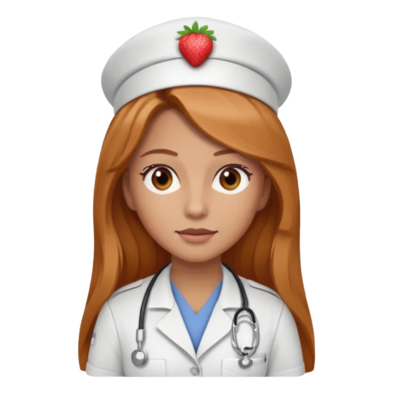 nurse with long dark strawberry blonde hair with brown eyes sticker