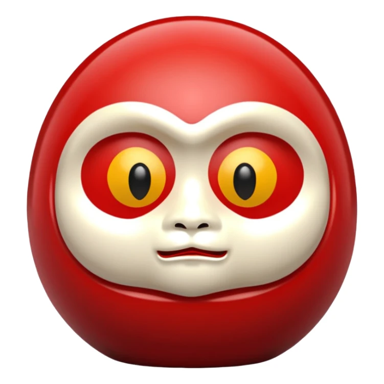 daruma doll, Round body, smooth glossy surface, red primary color with gold details. sticker