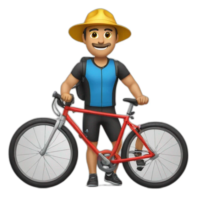 señor gordo blanco con gorra y bicicleta sticker