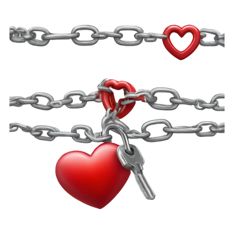 a  single red glossy heart, with a single chain and padlock wrapped around it sticker