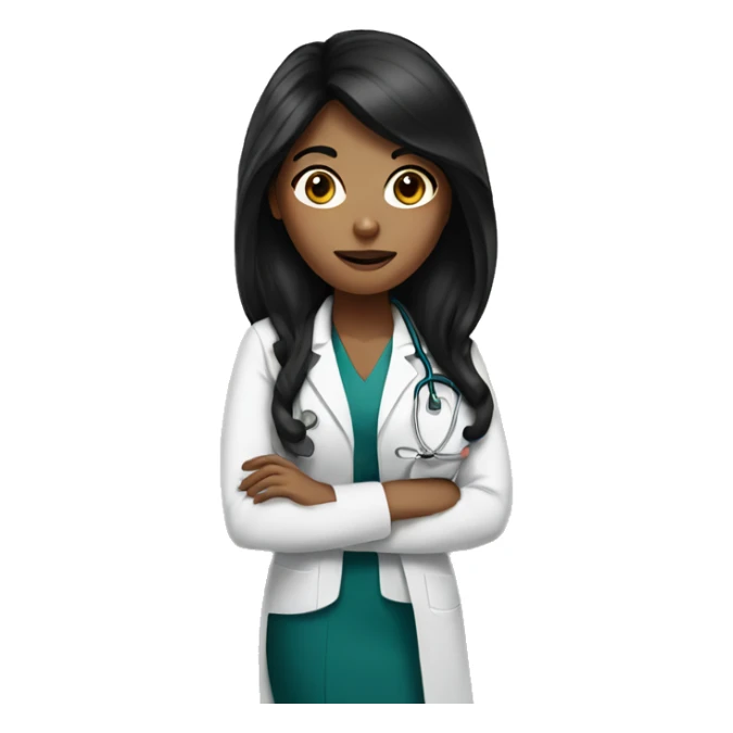 tan girl doctor with long black hair  sticker