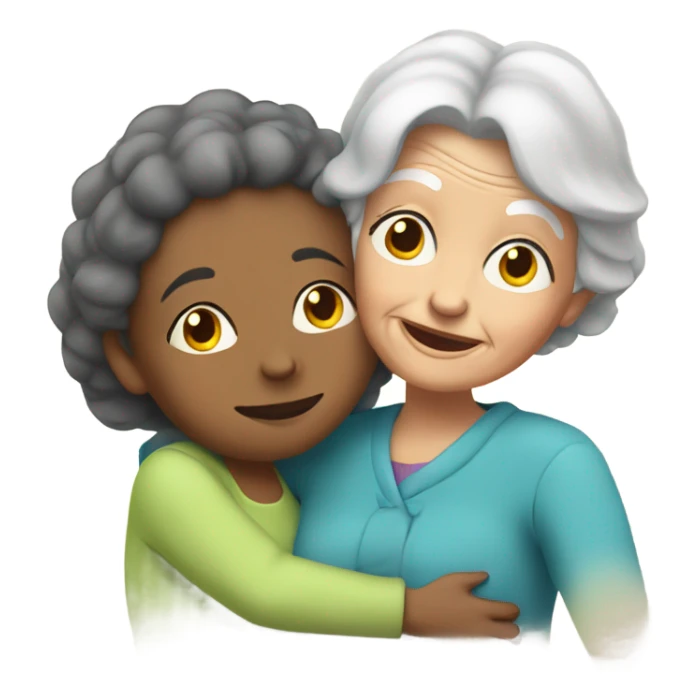 Grandma huggings with a girl sticker