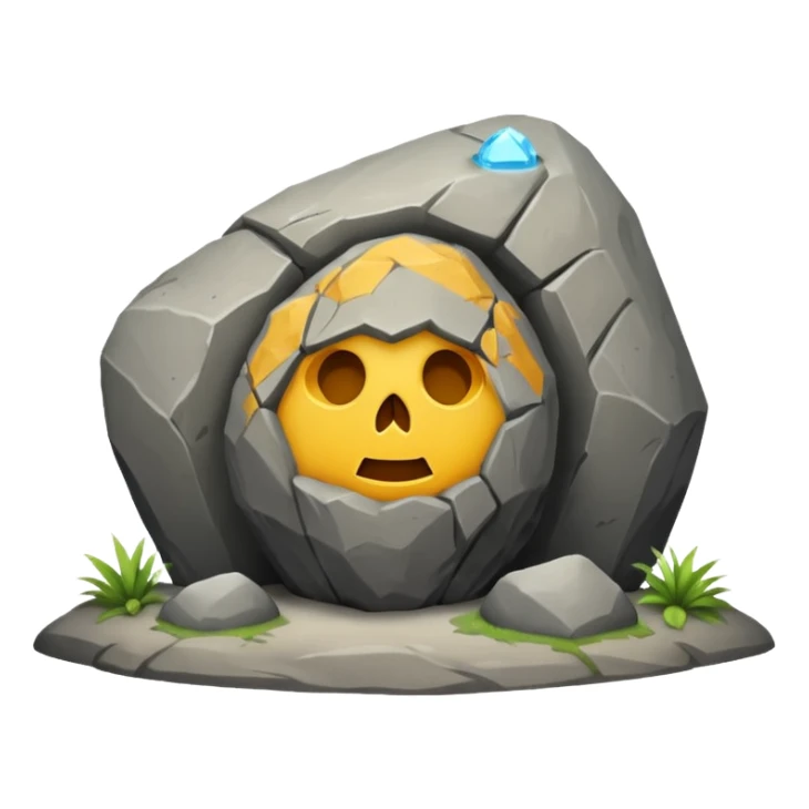 A BOULDER in front of a tomb sticker