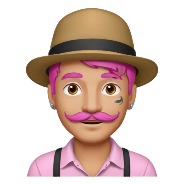pink haired man and face tattoos and hat and mustache sticker