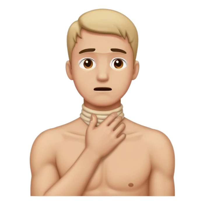 Man holding his neck in distress  sticker