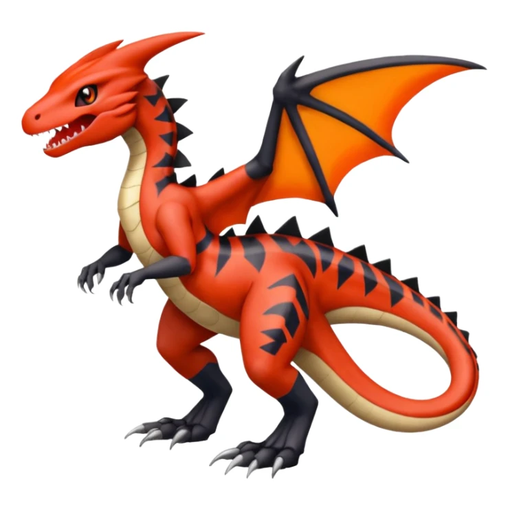 Blood-patterned scale-marked Meloetta-Garchomp-Guilmon-Pokémon-Fakémon-fusion-hybrid-creature sticker