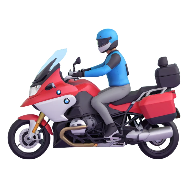 BMW RT1200 touring motorcycle with rider on scenic mountain road sticker