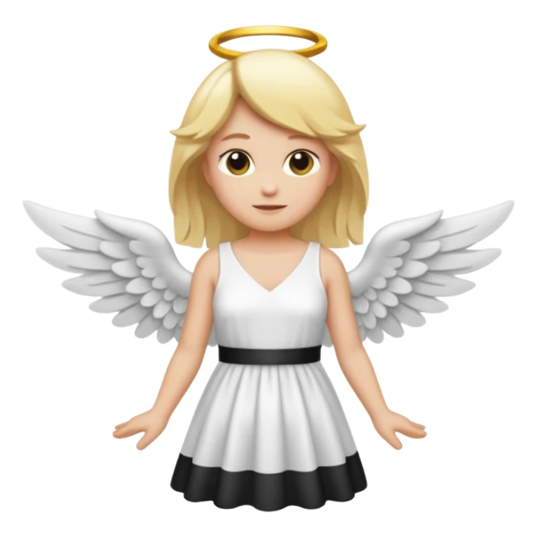 Créé un emojis avec une tenue complète d'ange blanc et des ailes noir de demon sticker