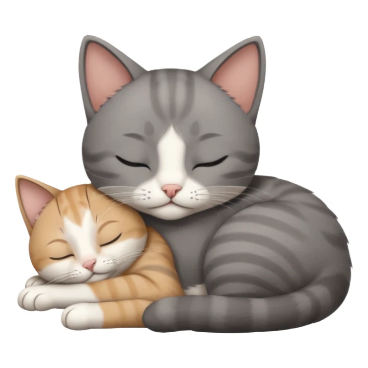 dark grey and white small cat with his eyes closed, leaning his head on his paw while leaning on his elbow lying down sticker