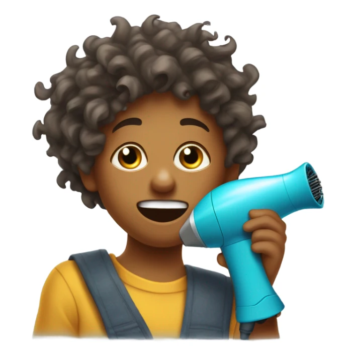 Little kid dries wet sail with hair dryer sticker