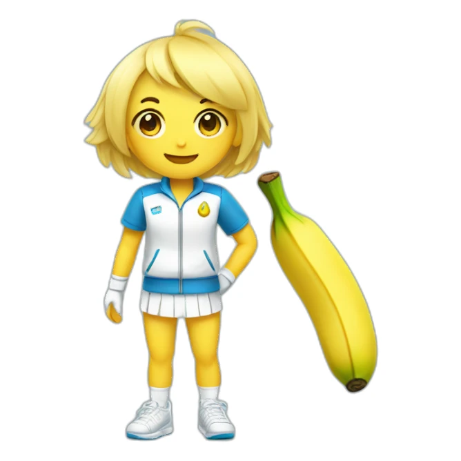 kawaii cute banana in tennis uniform sticker
