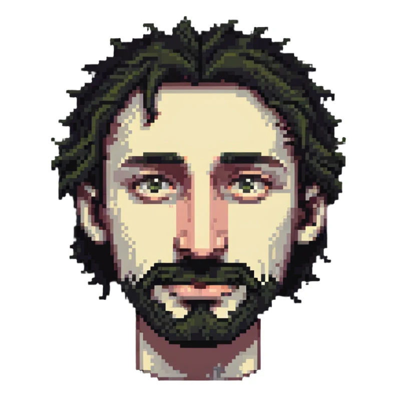 hairy man with a crooked nose sticker