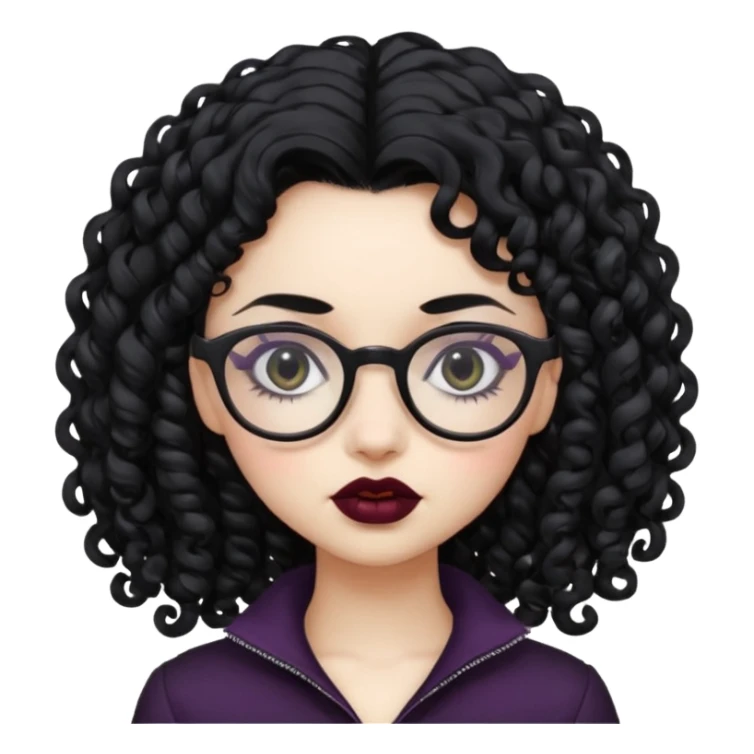 curly gothic girl with glasses sticker