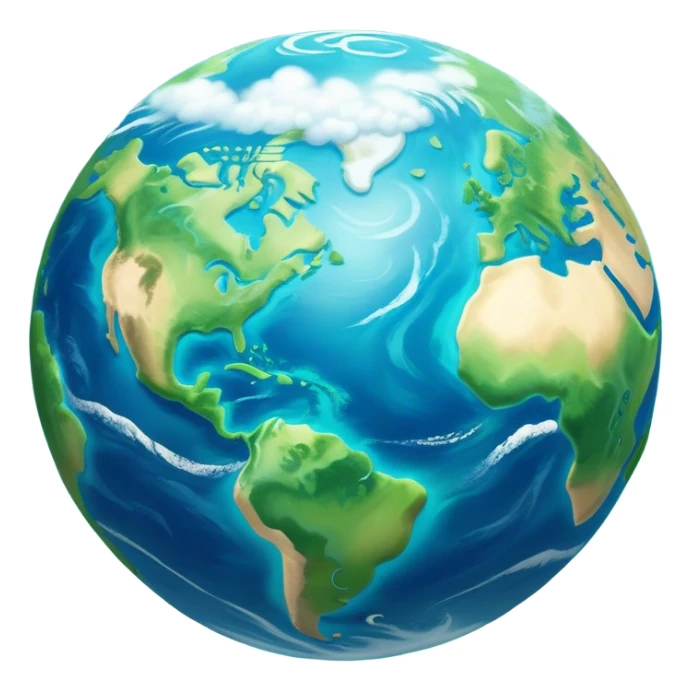 Cinematic Realistic Earth Emoji, depicted with vibrant blue oceans, clouds, and lush green continents rendered in exquisite detail, high shine, and a soft radiant glow that captures the dynamic, life-sustaining beauty of our home planet. sticker