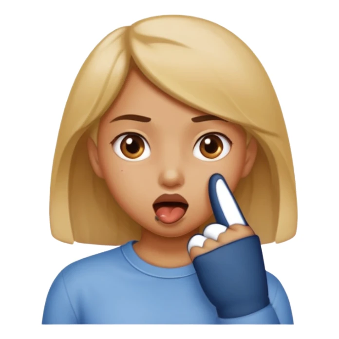Chica mordiendose el dedo índice doblado pero sin sacar la lengua sticker