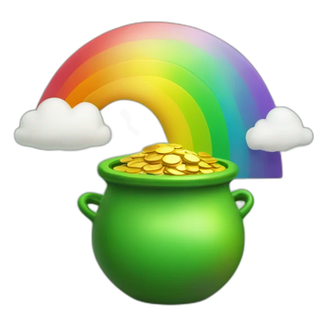 Green Pot of Gold with a Rainbow over the top sticker