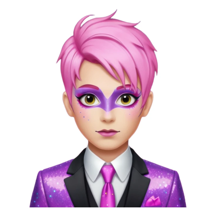 pink hair drag king fabulous makeup with glitter sticker