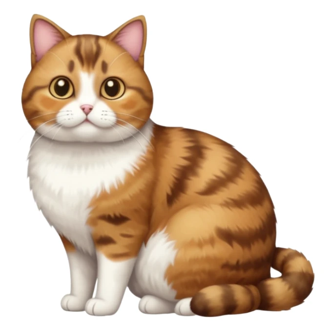 full body torbie and white cat with small head and short but chubby body sticker