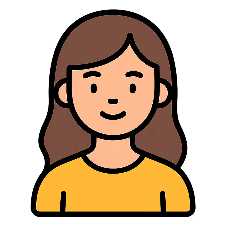 icon of a young woman with a friendly expression, stylized, modern icon style sticker