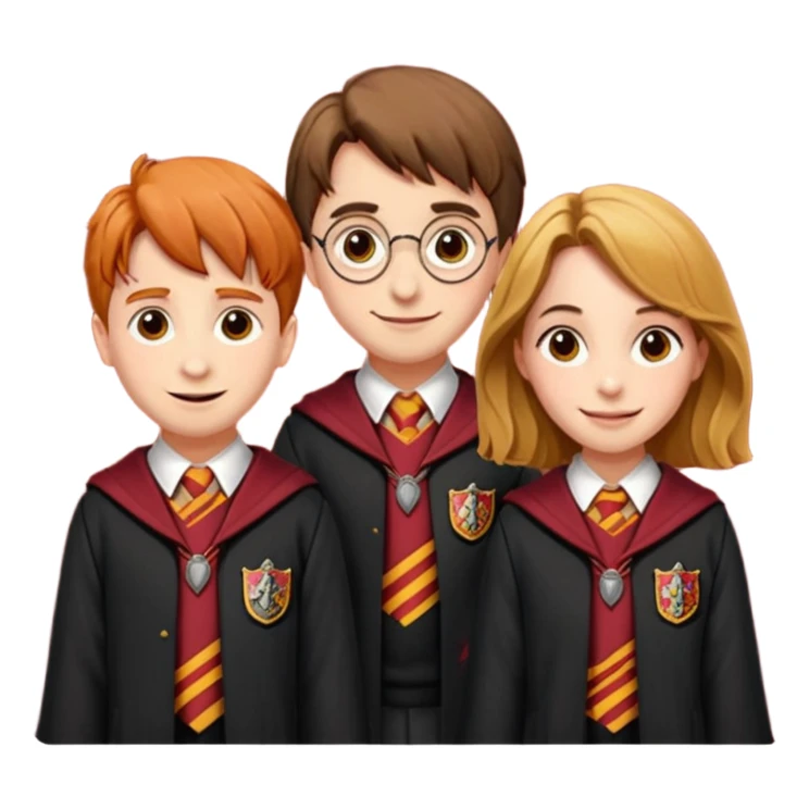 harry potter, ronald weasley and hermione granger in gryfinndor uniform sticker