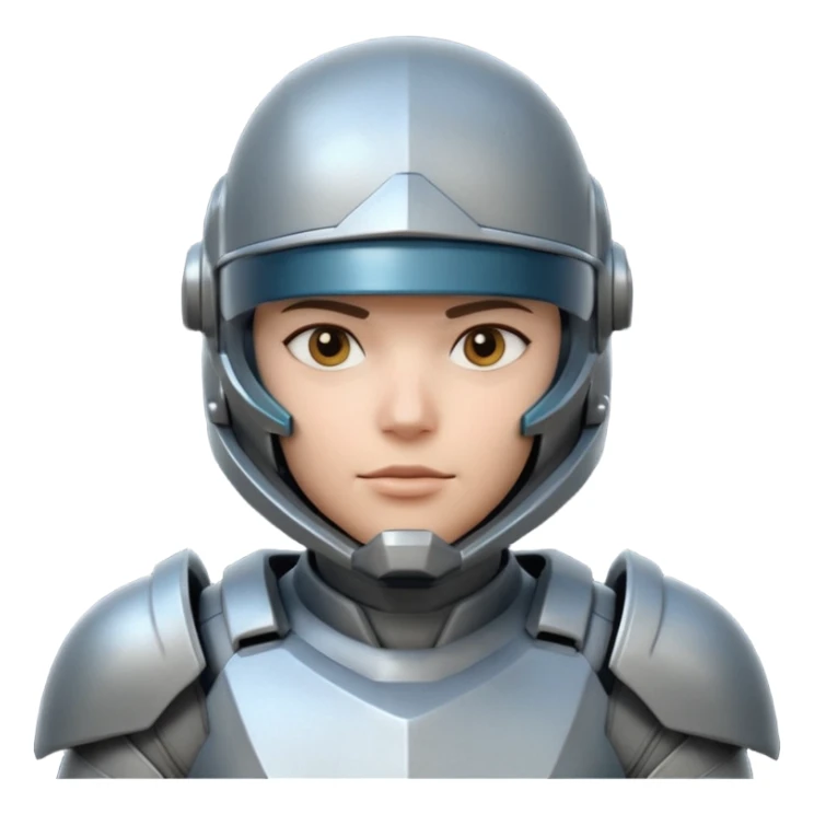 futuristic armored soldier portrait, head and shoulders only, helmet visor, sci-fi armor details, 3D cartoon, mobile game icon style, clean background, no text, no watermark

 sticker