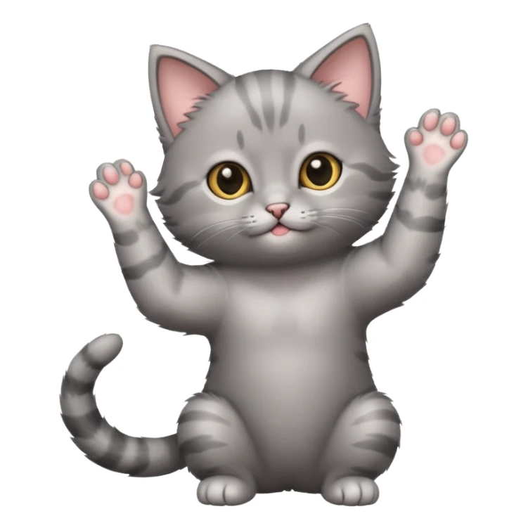  Cutest Gray kitten standing stretching arms sticker