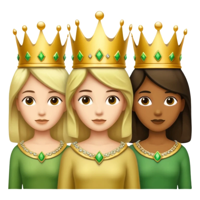 three with a crown that unites them with golden and green colours sticker