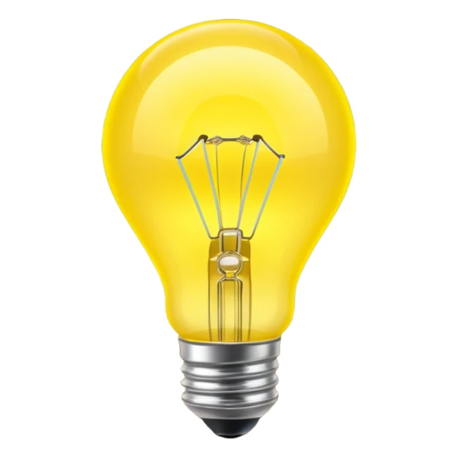 Generate a high-quality image of a glowing neon yellow light bulb, bright vibrant color, realistic glow effect, smooth gradient colors, no human figures, no facial features, no brand markings, simple dark background, high-resolution.
 sticker