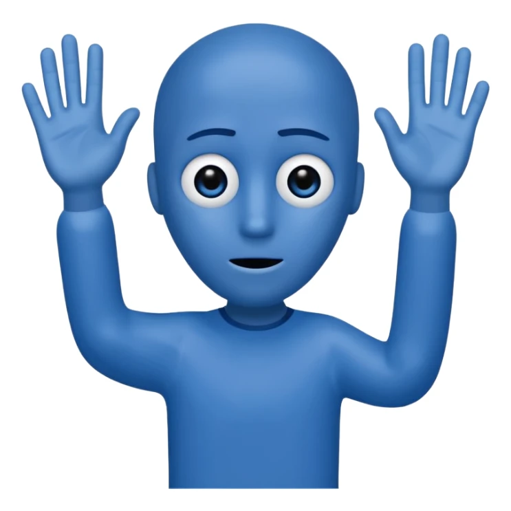 an annoying person saying "6 7" every second waving their hands, and their body is just the letters 6 and 7. they are blue. their eyes are at the top of the 7 and the hole in the 6.the have black legs and arms, but their hands are white. sticker