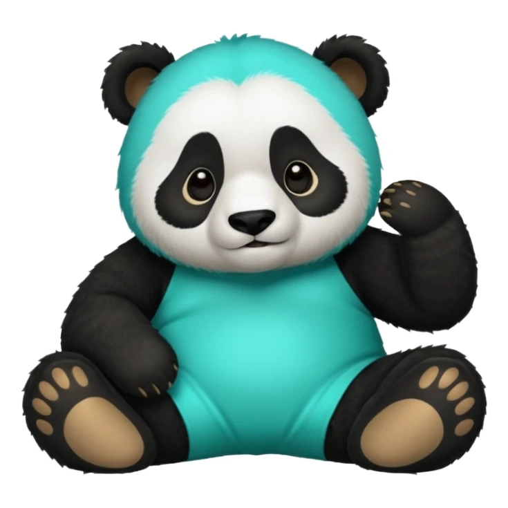 make a cute dark green panda with some furry cyan pjs laying down sticker