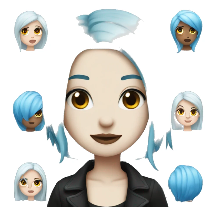 Girl with blue hair goth big  sticker