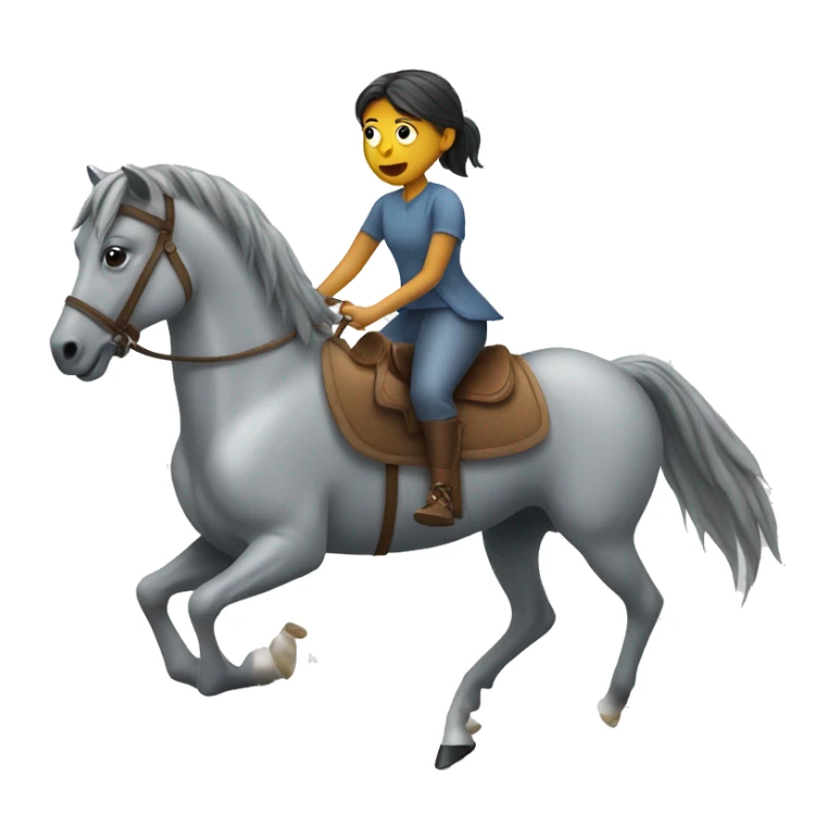 A girl riding a flea bitten grey horse sticker